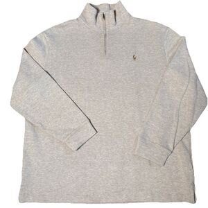 Polo Ralph Lauren Sweater Men’s 2XL Beige 1/4 Quarter Zip Mock Neck Preppy Pony